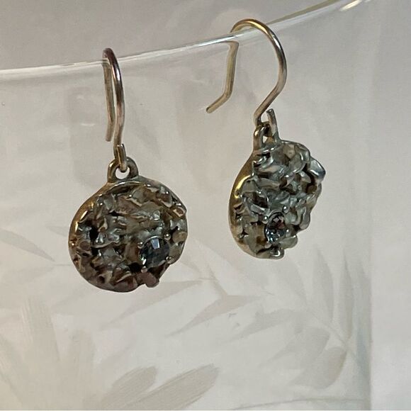 Druzy Drop Earrings artist signed with crystal set in druzy form - Picture 8 of 8